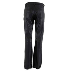 Womens Real Black Cowhide Leather Five Pockets Bikers Trousers Pants Breeches