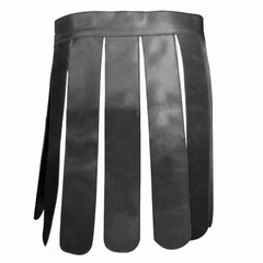 Mens Black Real Leather Kilt Gladiator Costume LARP Kilts