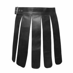 Mens Black Real Leather Kilt Gladiator Costume LARP Kilts