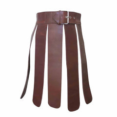Mens Brown Real Leather Kilt Gladiator Costume LARP Kilts