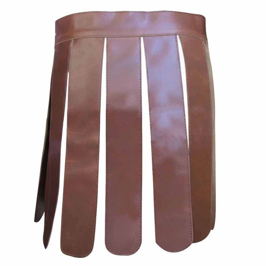Mens Brown Real Leather Kilt Gladiator Costume LARP Kilts