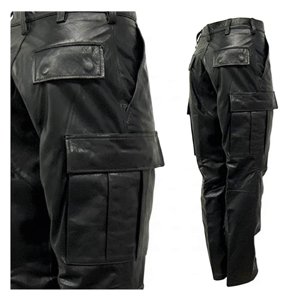 Men's Real Leather Cargo Jeans Heavy Duty Trousers MOST SIZES AVAILABLE