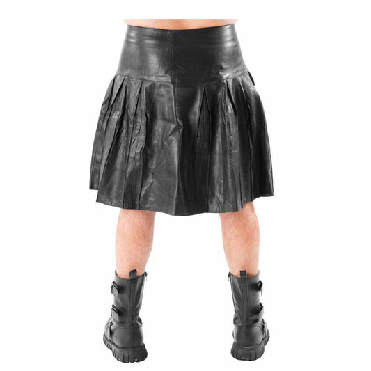 Men's Leather Kilt Pleated with Twin Buckles Most Sizes