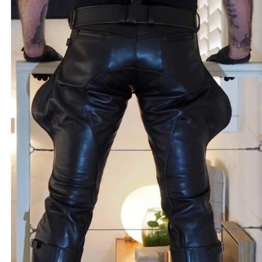 Mens Cowhide Leather Pants Trousers Lederjeans BLUF Pants Lederhosen Breeches