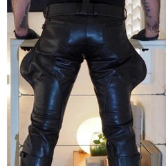 Mens Cowhide Leather Pants Trousers Lederjeans BLUF Pants Lederhosen Breeches