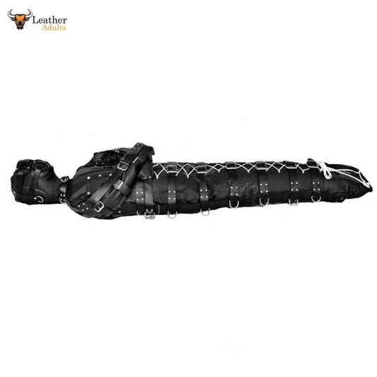 Full Heavy Duty Leather Sleepsack Straightjacket Combo Bondage Made to Measure