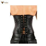 Mens REAL Black Leather Corset Steel Boned Soft Cincher Bondage Male
