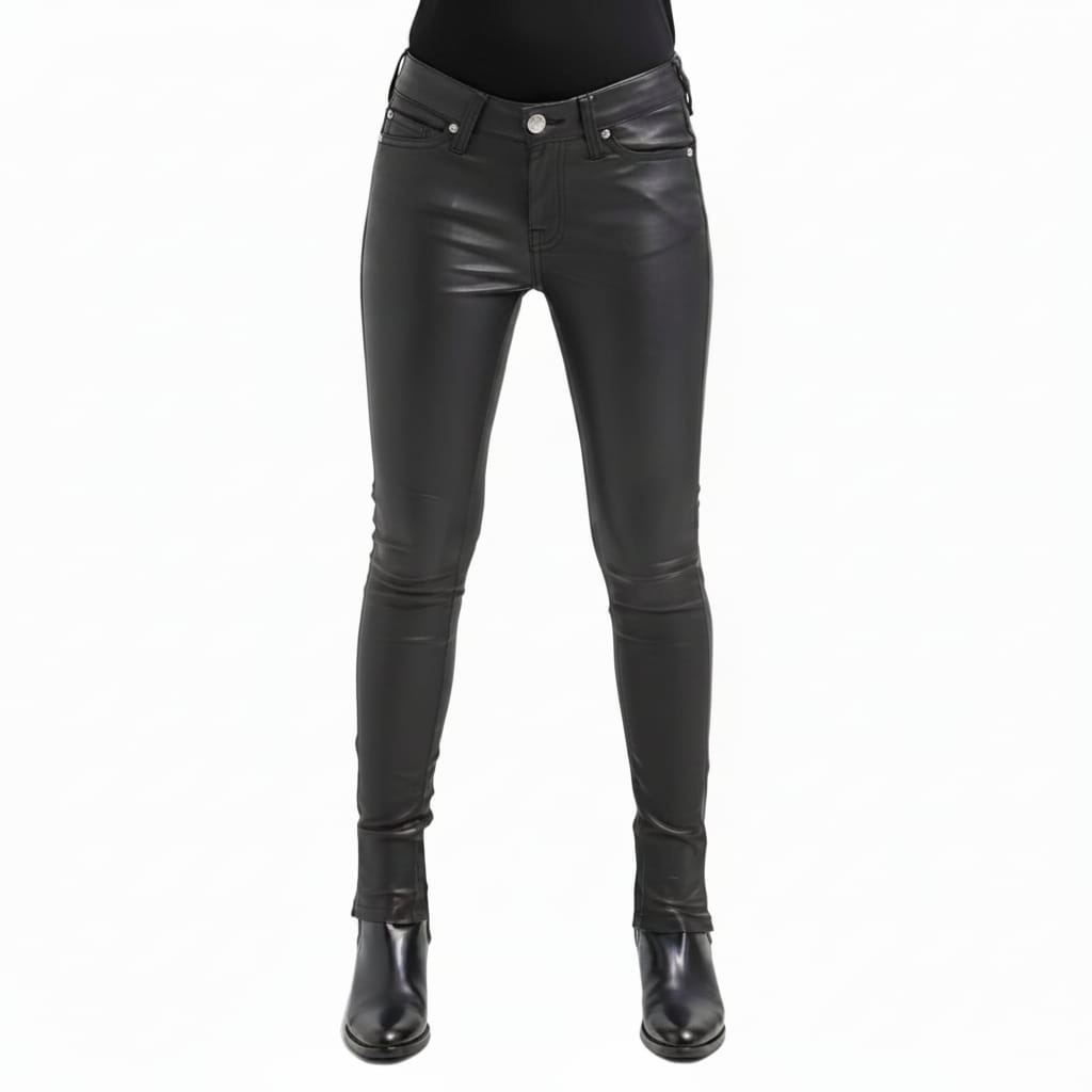 Sexy Ladies Genuine Black Lambskin Sheep NAPPA Leather Pants Trousers Sexy Jeans