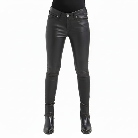 Sexy Ladies Genuine Black Lambskin Sheep NAPPA Leather Pants Trousers Sexy Jeans