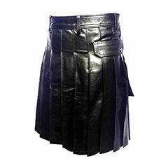 Mens Leather Gladiator Pleated Kilt – K5 -BLK