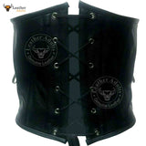 Heavy Cowhide Leather Male Corset Steel Boned Rear Laced Unisex Bondage Girdle Cincher