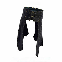Mens Black Real Cowhide Leather Gladiator Kilt - K6