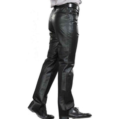 Men's Genuine Cowhide Leather Pants back zipper pockets Jeans Style Premium Kink