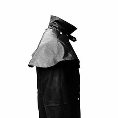 Mens Real Black Leather Duster Riding Hunting Steampunk Trench Coat  T7
