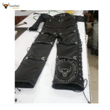 Mens Bondage jump suit cell suit Black Cow Leather Heavy Duty Restriction Catsuit BDSM