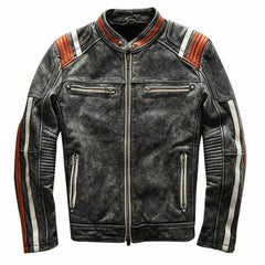 Men's Retro 3 Cafe Racer Biker Vintage Distressed Fashion Moto Leather Jacket