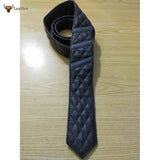Men's Genuine 100% Sheep Leather Quilted Tie with choice of contrast