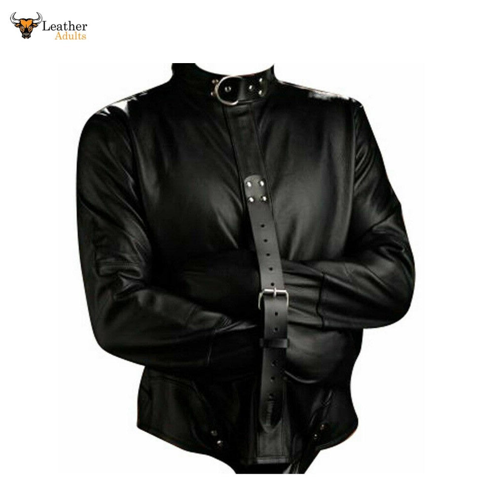 Mens Black Genuine Leather Heavy Duty Straitjacket Leather Straitjacke ...
