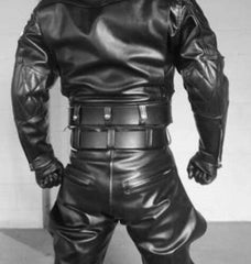 Mens Black Genuine Soft Cowhide Leather Breeches Trousers Lederjeans Pants BLUF Pants