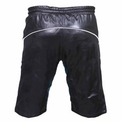 Mens Genuine Cow Leather Black and White Shorts Clubwear Gay Shorts