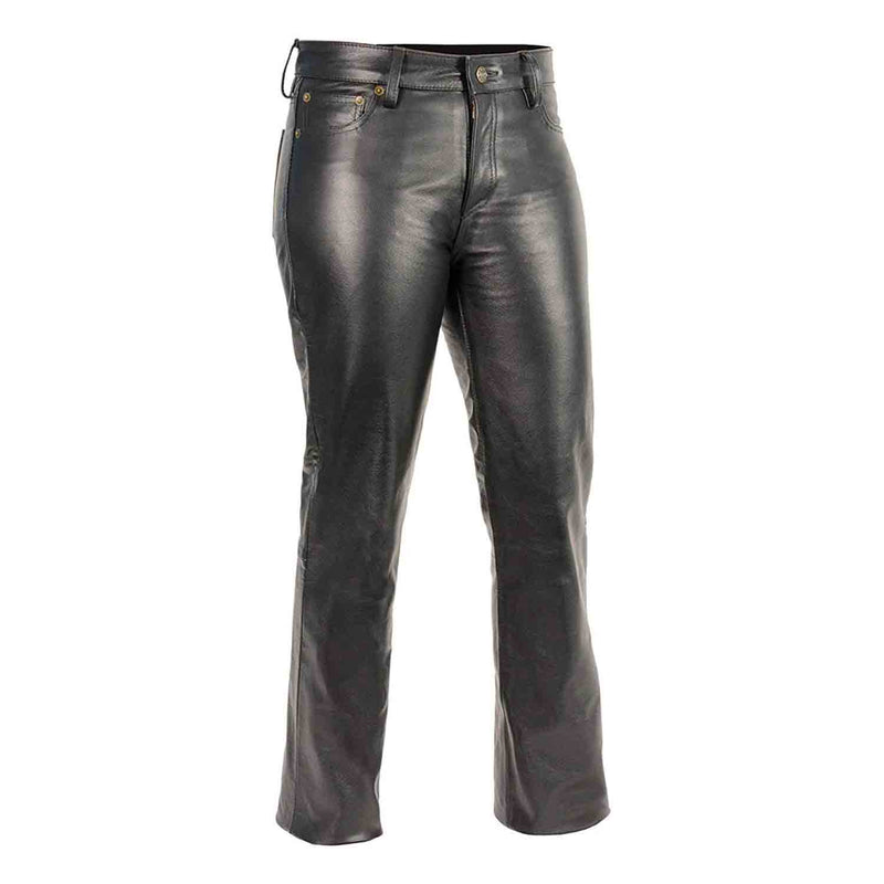 Ladies Genuine Soft Cowhide Leather Black Classic 5 Pocket Leather Pants