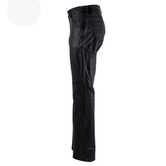 Womens Real Black Cowhide Leather Five Pockets Bikers Trousers Pants Breeches