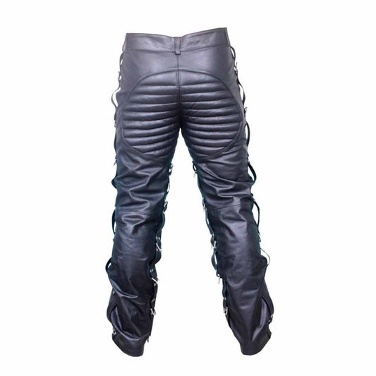 REAL LEATHER MENS BLACK JEANS Goth Bondage Clubwear Most sizes available