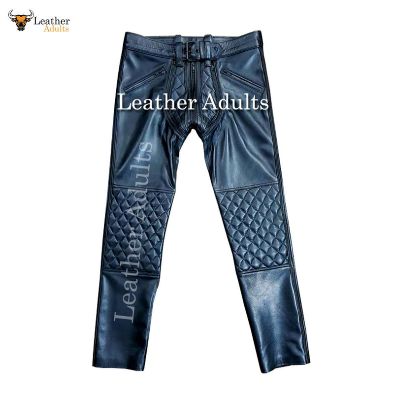 Men's Real Cowhide Leather Pants Punk Kink Jeans BLUF Convertible Chaps Trousers