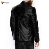 Mens Black Two Button Pure Lambskin Leather Blazer Slim Fit Coat All Sizes Available