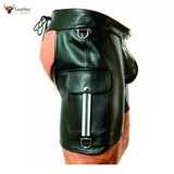 Men's Real Leather Chaps Shorts Cargo Pockets Bikers Chaps With Jockstrap