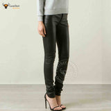 Women Real Leather Trousers Classic Skinny Pants Slim fit Leggings