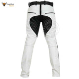 Mens White and Black Cowhide Leather Pants BLUF Saddleback Breeches Pants