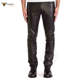 Men's Genuine Cowhide Skinny Pants Five pockets Jeans Style Premium Kink