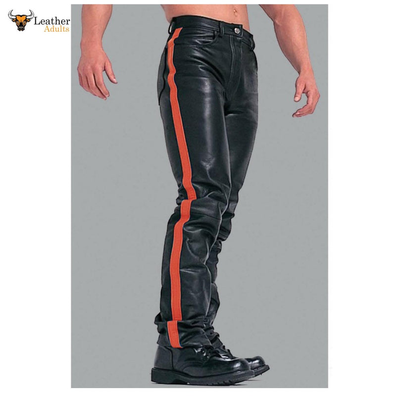 Mens Black Pants Red Stripe