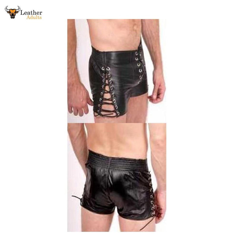 Men's 100% Genuine Lambs Leather Side Laced Shorts