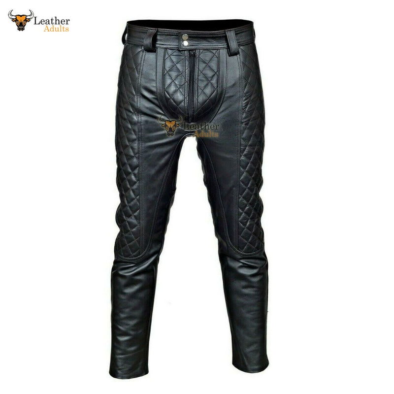 Men's Real Cowhide Leather Pants Punk Kink Jeans Trousers BLUF Pants Bikers Breeches
