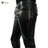 Mens Genuine Leather Black Shiny Jeans Pants Leather Sheep Leather Men Trousers