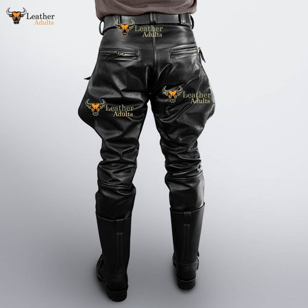 Mens Real Cowhide Leather Pants Trousers Lederjeans BLUF Pants Lederhosen Breeches