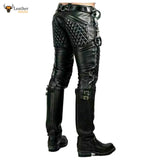 Men's Cowhide Leather Punk Kink Pants Bikers Trousers Jeans Breeches BLUF Leders