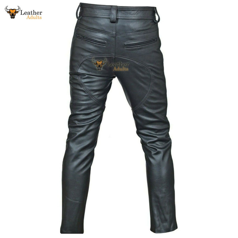 Men's Real Cowhide Leather Pants Punk Kink Jeans Trousers BLUF Pants Bikers Breeches