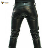 Mens Genuine Leather Black Shiny Jeans Pants Leather Sheep Leather Men Trousers