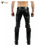 Mens Real Cowhide Leather Pants Double Zipped Jean Trousers BLUF Pants Bikers