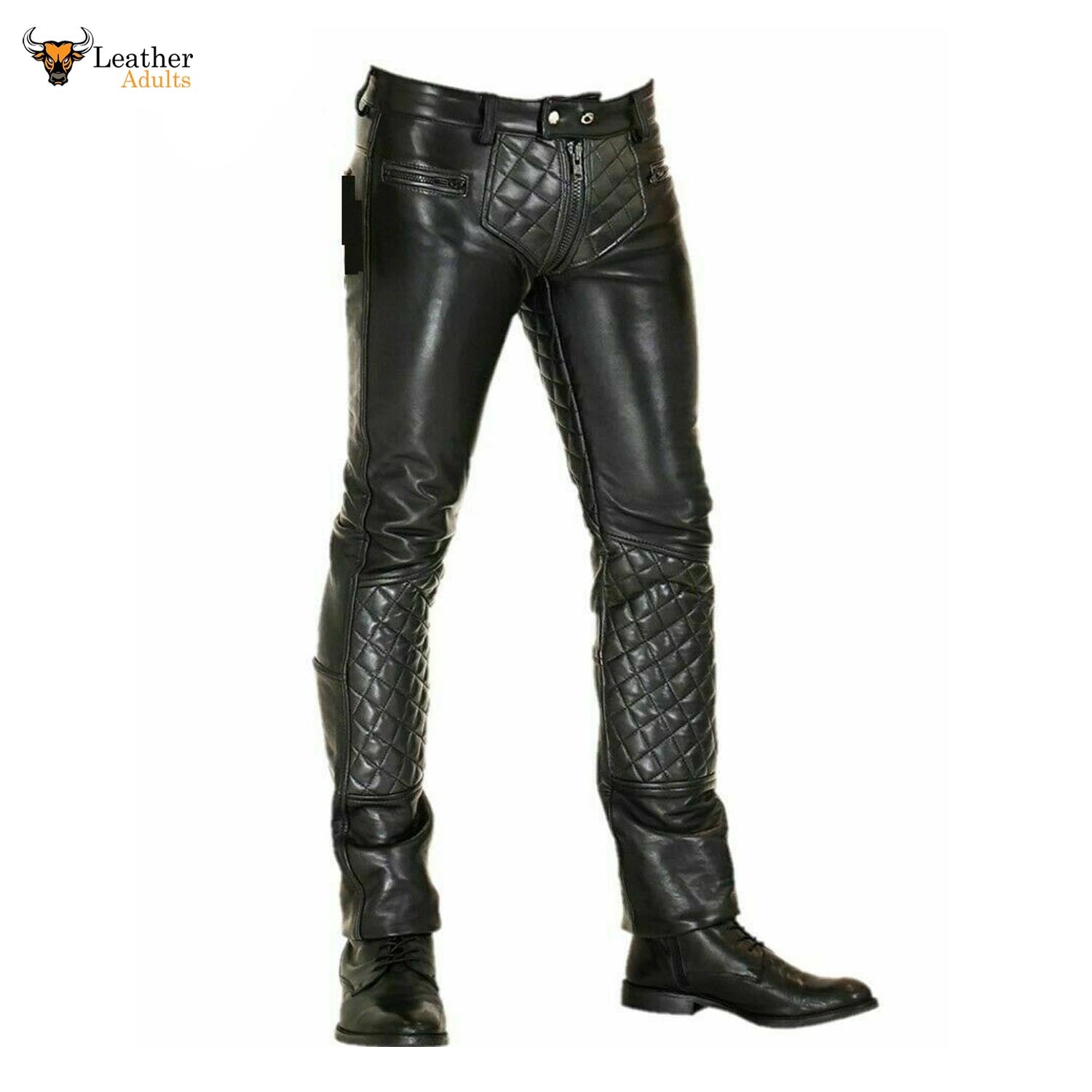 Men's Original Leather Trouser Jeans Breeches Padded Pants BLUF Lederh ...