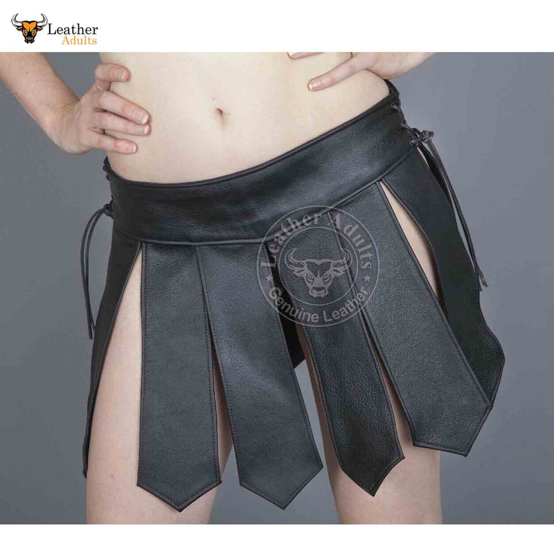 Womens Black Sexy Genuine Leather Mini Skirt Kilt Gladiator Skirt Kilt All Sizes