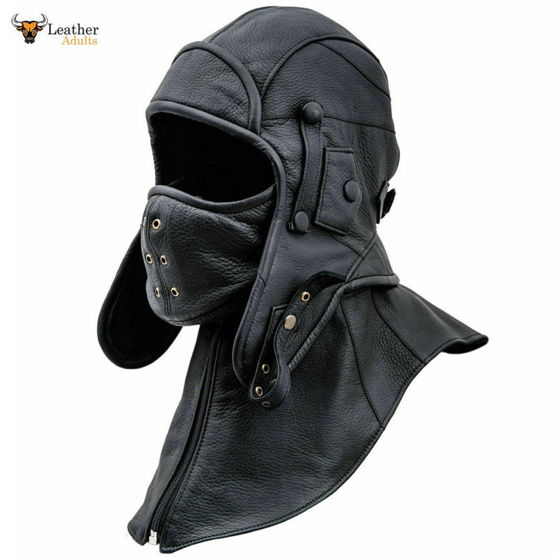 Full Grain Leather FLYING FACE MASK Aviator AXIS ALLIED Mask Hood Halloween