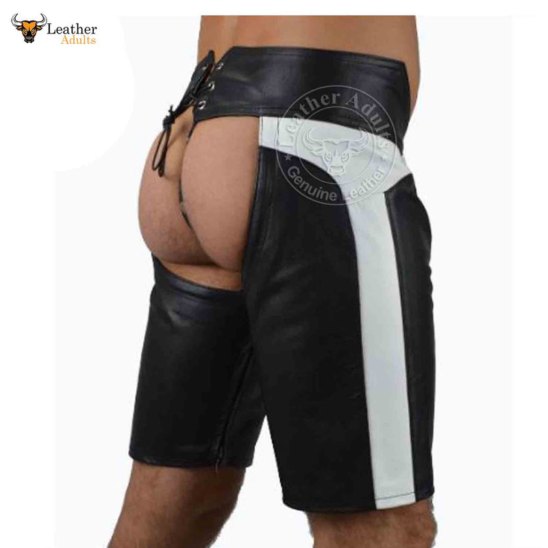 Men’s Real Cowhide Leather Shorts Knees Long Shorts Leather Chaps