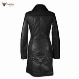Womens Black Beautiful LAMBS LEATHER Ladies Steampunk GOTH Style Trench Coat T16