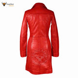 Womens Red Beautiful LAMBS LEATHER Ladies Steampunk GOTH Style Trench Coat T16