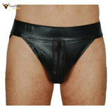 JOCKSTRAP Gay Thong Leather Slip String With Black Stripes Lederhose Jockstrap Leder Pants M,L, XL