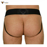 JOCKSTRAP Gay Thong Leather Slip String With Black Stripes Lederhose Jockstrap Leder Pants M,L, XL